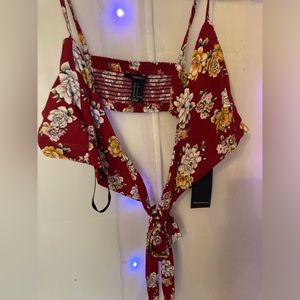 Floral print tie crop top